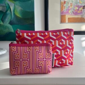 Jonathan Adler Pink and Orange Geometric Pouch Duo Bundle (2)